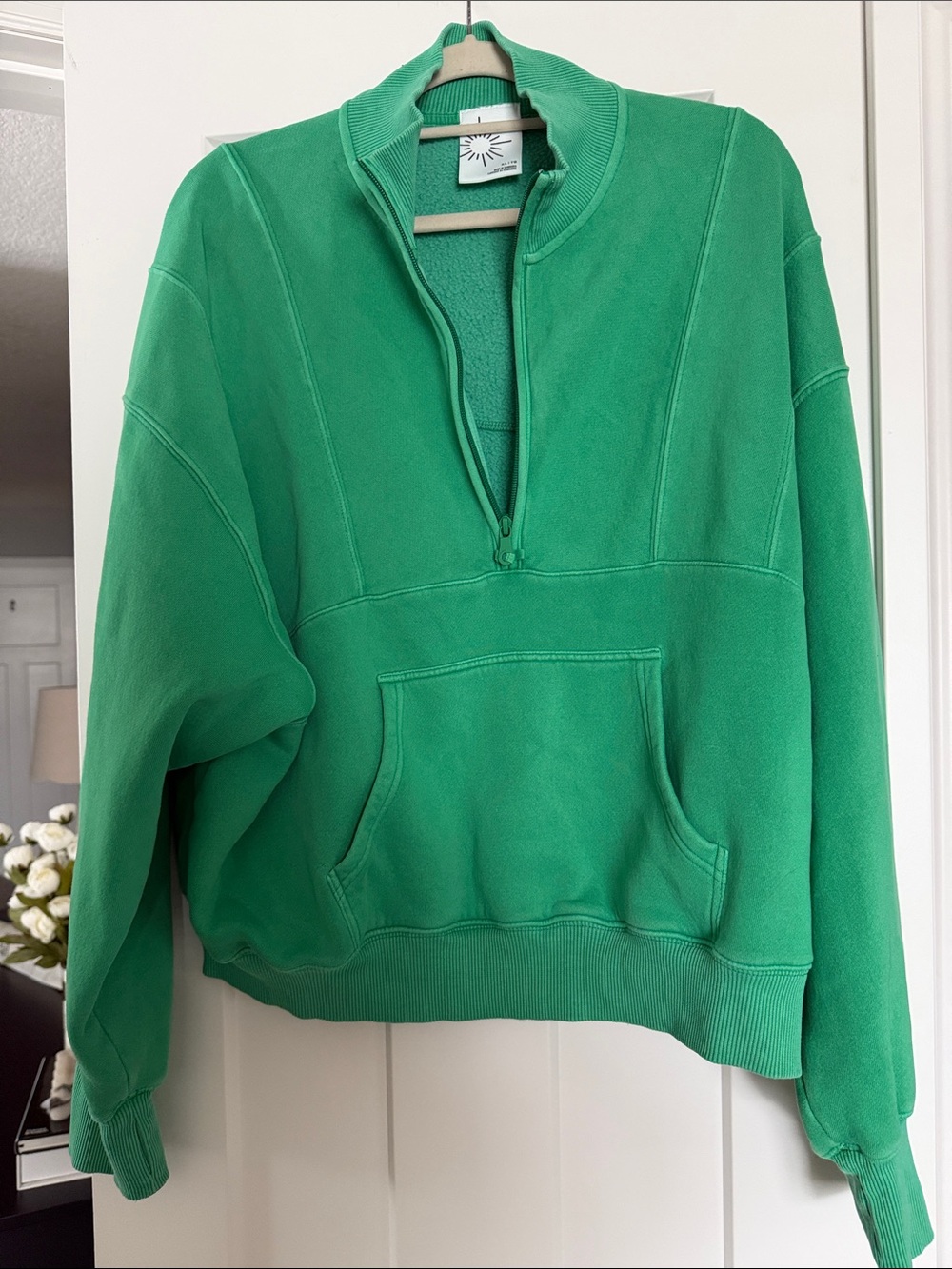 aerie Green Half-Zip Crewneck Pullover